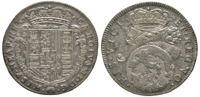 Неаполь и Сицилия тари (2 карлини) 1686 Карл II Испанский серебро aUNC 00-822-12