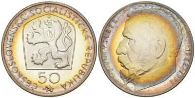 Чехословакия 50 крон 1972 50 лет со дня смерти Йозефа Вацлава Мысльбека, в оригинальной упаковке KM 77 серебро  PROOF  00-00