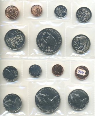 Новая Зеландия официальный набор из 7 монет 1984 птица черный робин    UNC  1-6-2-10