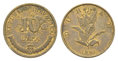 Хорватия 10 лип 1995 нечетный год KM 6 сталь плакированная латунью 4659-711