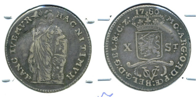 НИДЕРЛАНДЫ УТРЕХТ 10 ШТЮБЕРОВ 1786 KM 110 серебро 503-611