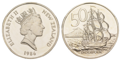 Новая Зеландия 50 центов 1986 тираж 10.000 экземпляров KM 63 медно-никель PROOF 413-942