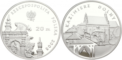 Польша 20 злотых 2008 серия города Польши, Казимеж-Дольны KM 642 серебро PROOF 1091-2-21
