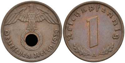Германия 1 рейхспфенниг 1939 A KM 89, J 361 бронза 4392-165