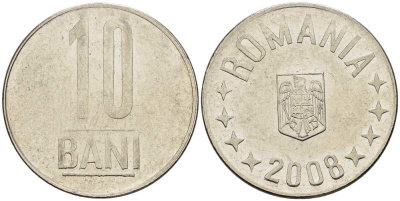 Румыния 10 бань (бани) 2008 KM 191 сталь плакированная никелем 4511-215