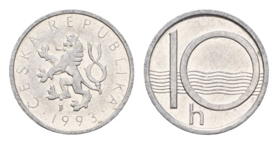 Чехия 10 геллеров 1993 KM 6 алюминий 4674-658