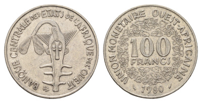 Западная Африка (ВСЕАО) 100 франков 1980 KM 4 никель 4114-233