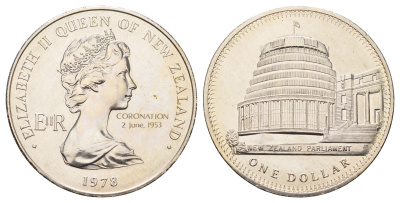 Новая Зеландия 1 доллар 1978 25 лет коронации Елизаветы II KM 47 медно-никель BU 4537-824
