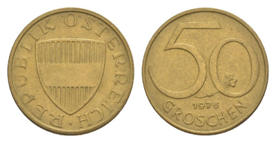 Австрия 50 грошей 1976 KM 2885 алюминиевая бронза 4632-652