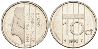 Нидерланды 10 центов 1995 Беатрикс (1980-2013) KM 203 никель 4567-564