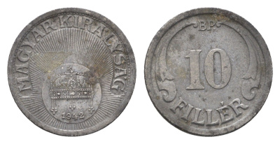 Венгрия 10 филлеров 1942 BP KM 507a железо 4664-961