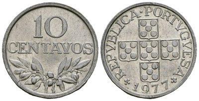 Португалия 10 сентаво 1977 KM 594 алюминий 4164-1057