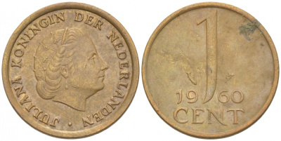 Нидерланды 1 цент 1960 Юлиана (1949-1980) KM 180 бронза 3457-1169