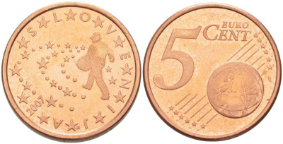 СЛОВЕНИЯ 5 ЕВРОЦЕНТОВ 2007 СЕЯТЕЛЬ KM 70 сталь плакированная медью UNC 214-361
