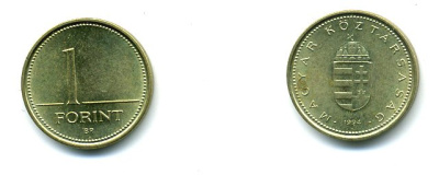 ВЕНГРИЯ 1 ФОРИНТ 1994 ВР KM 692 латунь 59-1533