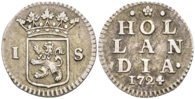 Голландия, Нидерланды 1 штюбер 1724 HOLLAND KM 85 серебро 443-1635