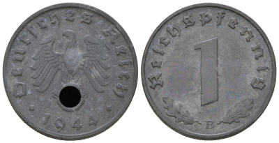 Германия 1 рейхспфенниг 1944 B KM 97, J. 369 цинк 4668-1154