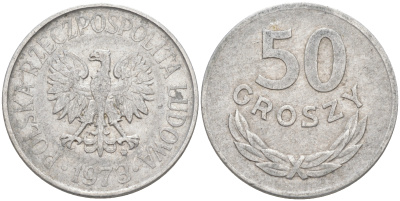 ПОЛЬША 50 ГРОШЕЙ 1973 MW KM 48.1 алюминий VF 190-441