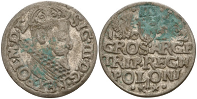 Польша, Эльбинг трояк (3 гроша) 1622 Сигизмунд III Ваза (1587-1632), Монетный двор Краков, герб "Сас" - управляющий монетного двора Миколай Данилович в 1616-1624 Iger K.22.1.a, KM 31 серебро 4160-269