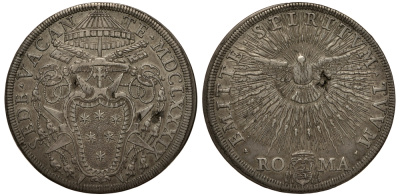 Ватикан 1 пиастр 1689 Седе Ваканте Dav. 4098, Muntoni 3 серебро 00-000-00