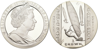 Остров Мэн 1 крона 2003 XXVIII Олимпийские игры в Афинах, виндсерфинг KM 1182a серебро PROOF 1074-3-13