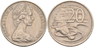 Австралия 20 центов 1979 Елизавета II (1952-2022), утконос KM 66 медно-никель 4131-921
