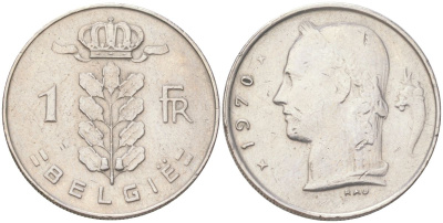 Бельгия 1 франк 1970 Belgie, Бодуэн I (1951-1993) KM 143 медно-никель 4613-854