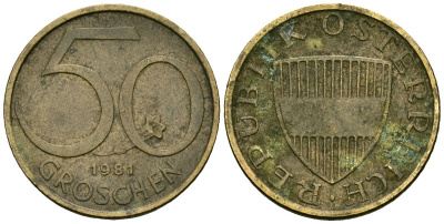 Австрия 50 грошей 1981 KM 2885 алюминиевая бронза 4173-1154