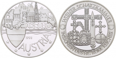 АВСТРИЯ 25 ЕВРО 1998 СОКРОВИЩНИЦА РИМСКОЙ ИМПЕРИИ серебро PROOF 1068-3-53