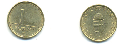 ВЕНГРИЯ 1 ФОРИНТ 1994 ВР KM 692 латунь UNC 93-211