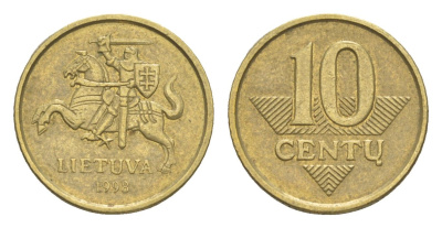 Литва 10 центов 1998 KM 106 никель латунь 4115-744