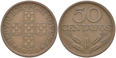 Португалия 50 сентаво 1976 KM 596 бронза 219-924
