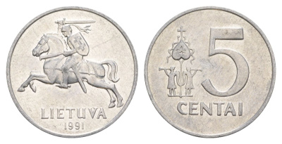 Литва 5 центов 1991 KM 87 алюминий 4633-847