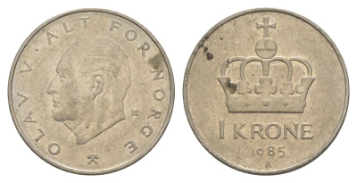 Норвегия 1 крона 1985 Улаф V (1957-1991) KM 419 медно-никель 4635-723