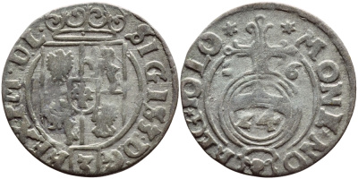 Польша  1/24 талера 1616 Сигизмунд III, Ваза (1587-1632) KM 41 серебро    1530-432