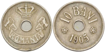 Румыния 10 бани 1905 Кароль I (1881-1914) KM 32 медно-никель 98-855