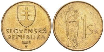 Словакия 1 крона 2002 MK KM 12 сталь плакировнная бронзой 4164-869