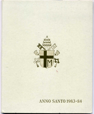 Ватикан 500 и 1000 лир 1983-1984 Иоанн Павел II, внеочередной святой год, в картонном буклете KM 168, 169 серебро UNC 6-5-2-23