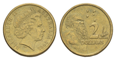 Австралия 2 доллара 2002 абориген, Елизавета II (1952-2022) KM 406 алюминиевая бронза 4652-243