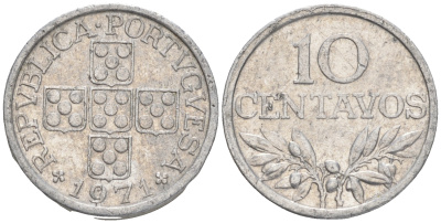 ПОРТУГАЛИЯ 10 СЕНТАВО 1971 KM 594 алюминий 192-344