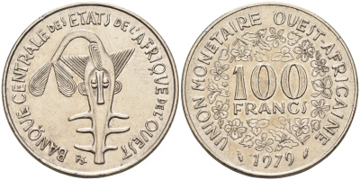 Валютное сообщество стран Западной Африки 100 франков 1979  KM 4 никель    4595-756