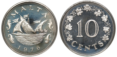 Мальта набор из 9 монет 1976 в оригинальной коробке с сертификатом KM PS2 PROOF 7-7-15