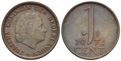 Нидерланды 1 цент 1972 Юлиана (1948-1980) КМ 180 бронза 4609-651