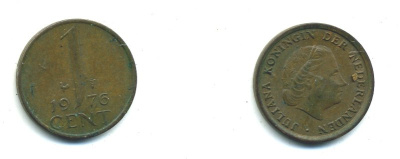 НИДЕРЛАНДЫ 1 ЦЕНТ 1976 ЮЛИАНА KM 180 бронза 54-123