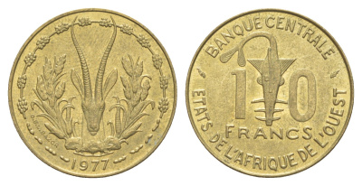 Западная Африка (BCEAO) 10 франков 1977 KM 1a медь алюминий никель UNC 4654-533