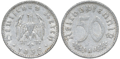 Германия 50 рейхспфеннигов 1935 A KM 87, J. 368 алюминий 4132-656