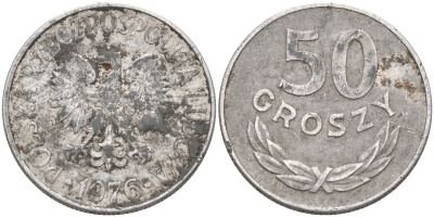 ПОЛЬША 50 ГРОШЕЙ 1976 MW KM 48.1 алюминий 106-516