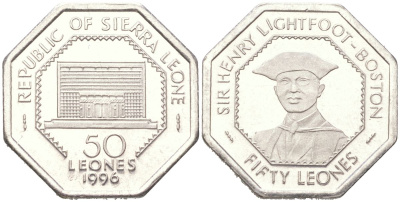 Сьерра-Леоне 50 леоне 1996 KM 45 сталь плакированная никелем PROOF 1527-345