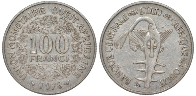 ЗАПАДНО-АФРИКАНСКИЕ ШТАТЫ 100 ФРАНКОВ 1978 36-856