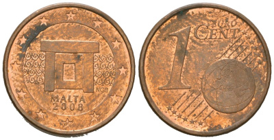 Мальта 1 евроцент 2008 F KM 125 сталь плакированная медью 4136-927